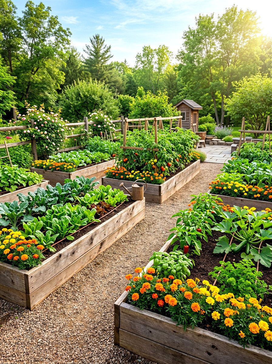 Cedar raised garden beds - 30 farmhouse backyard ideas