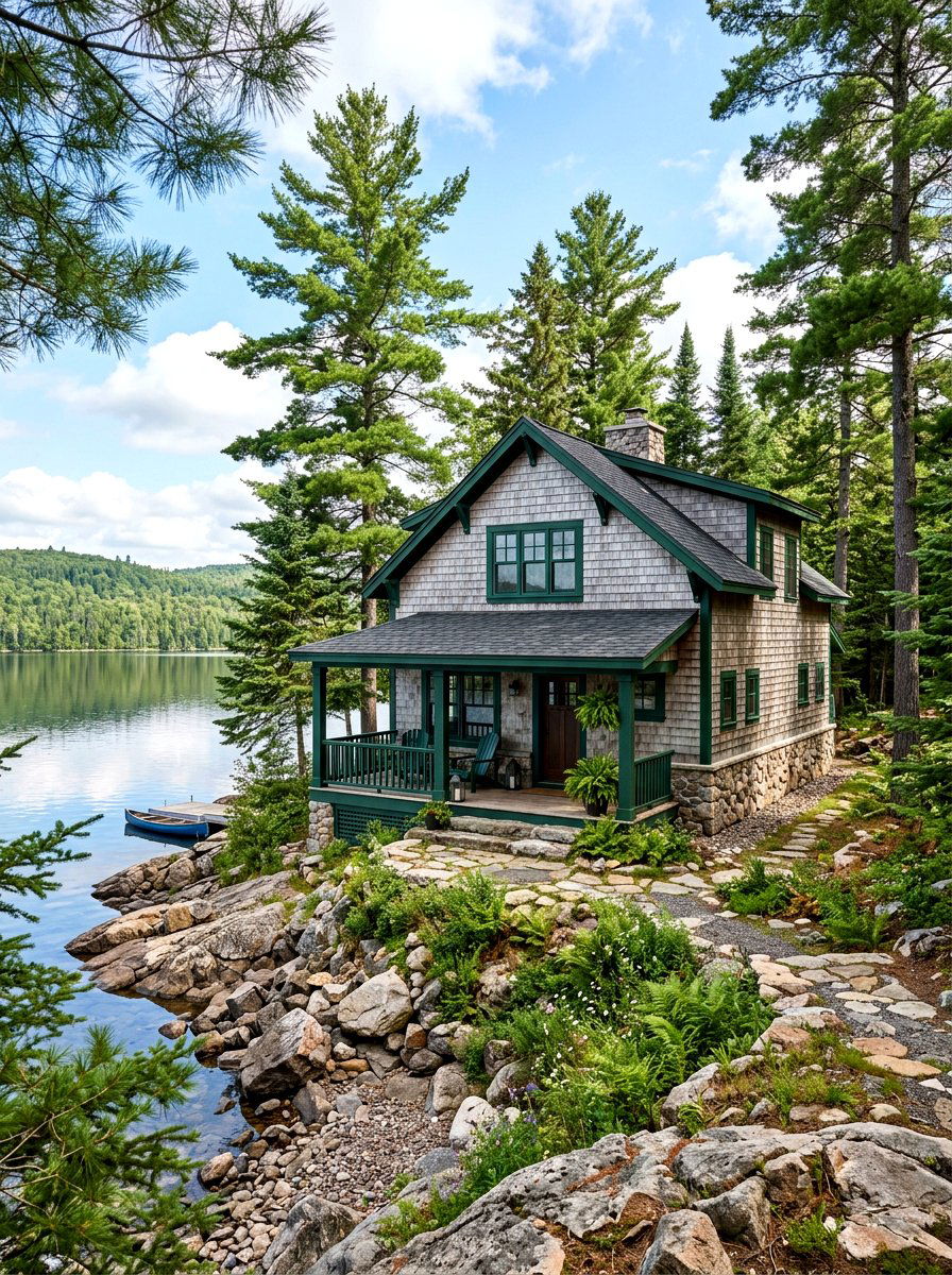 Cedar shake exterior cabin - 30 lake cabin decor ideas