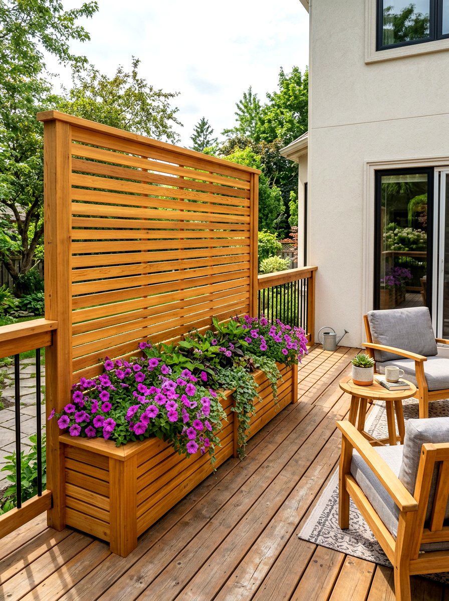 Cedar slat privacy screen - 30 privacy planter screen ideas