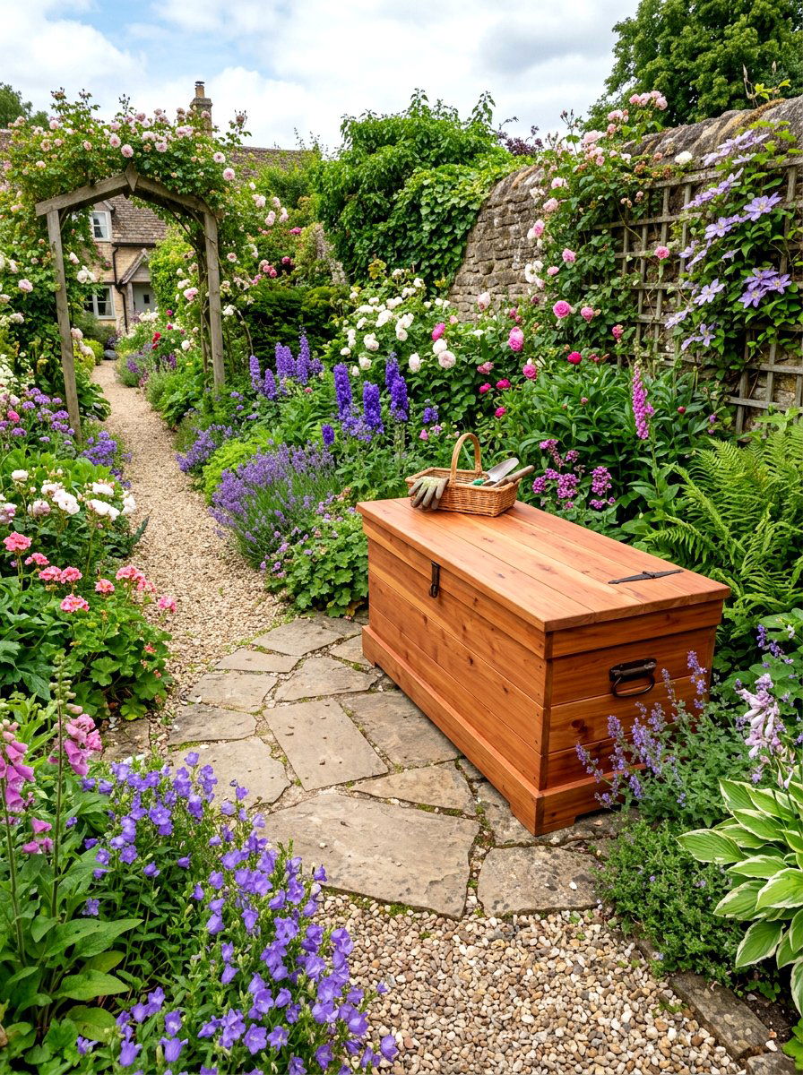 Cedar storage box - 30 outdoor blanket storage ideas