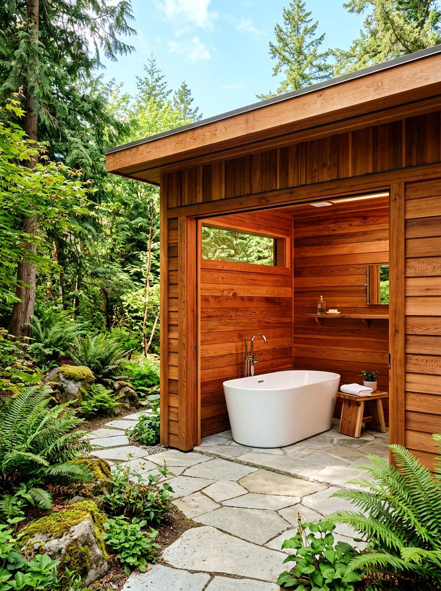 Cedar wall paneling - 30 lodge bathroom ideas