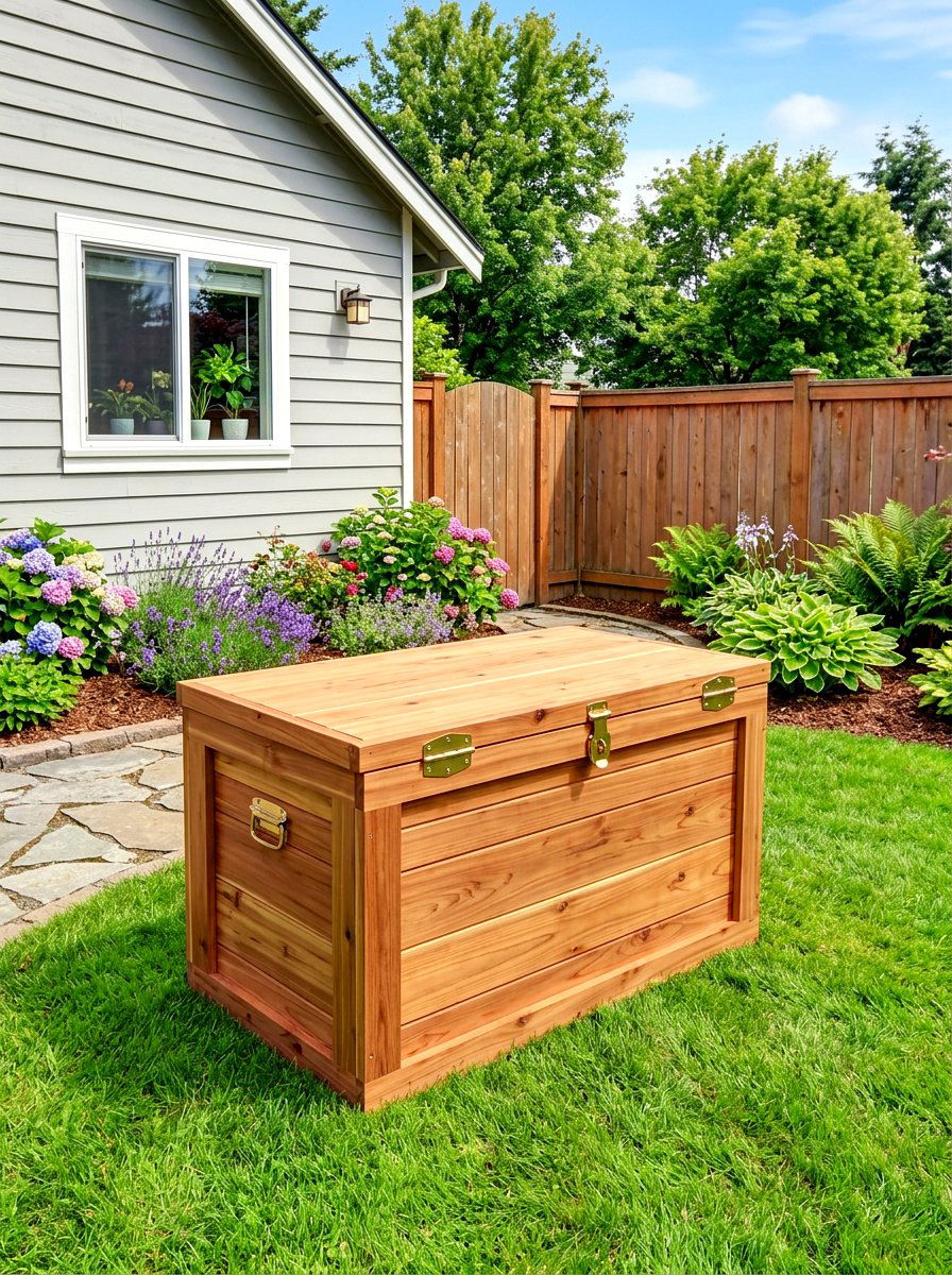 Cedar wood bin box - 30 trash can enclosure ideas