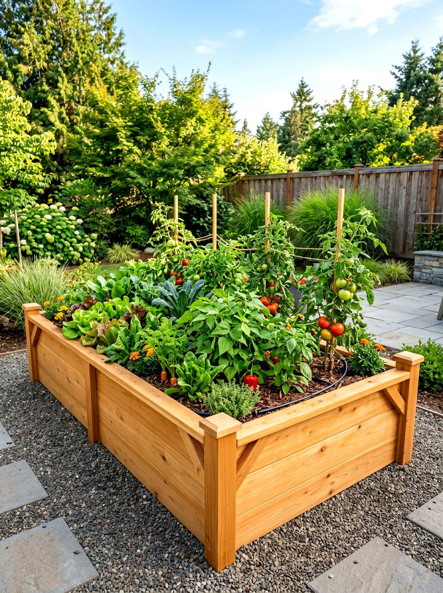 Cedar wood garden bed - 30 modern raised bed ideas