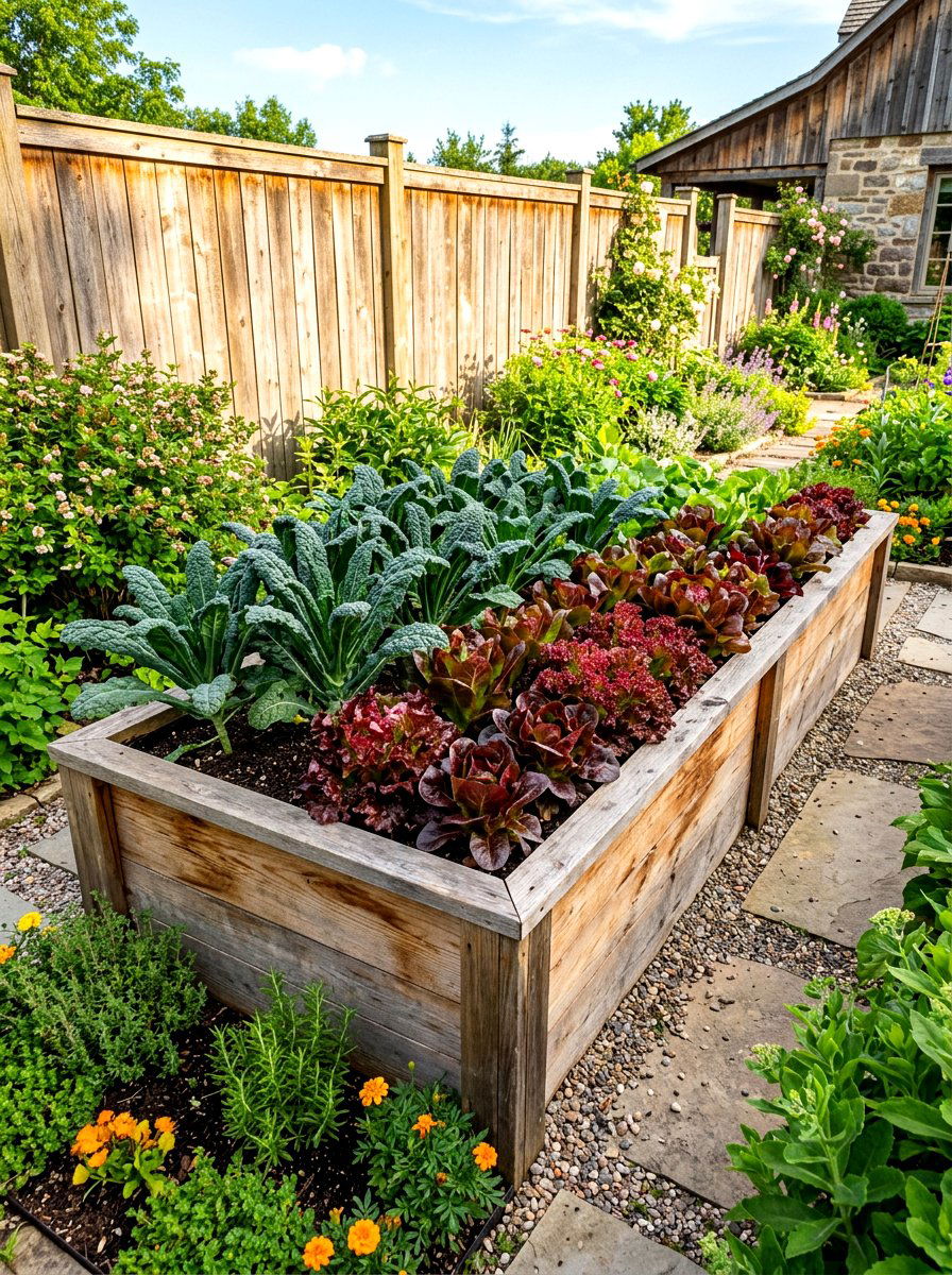 Cedar wood garden box - 30 narrow raised bed ideas