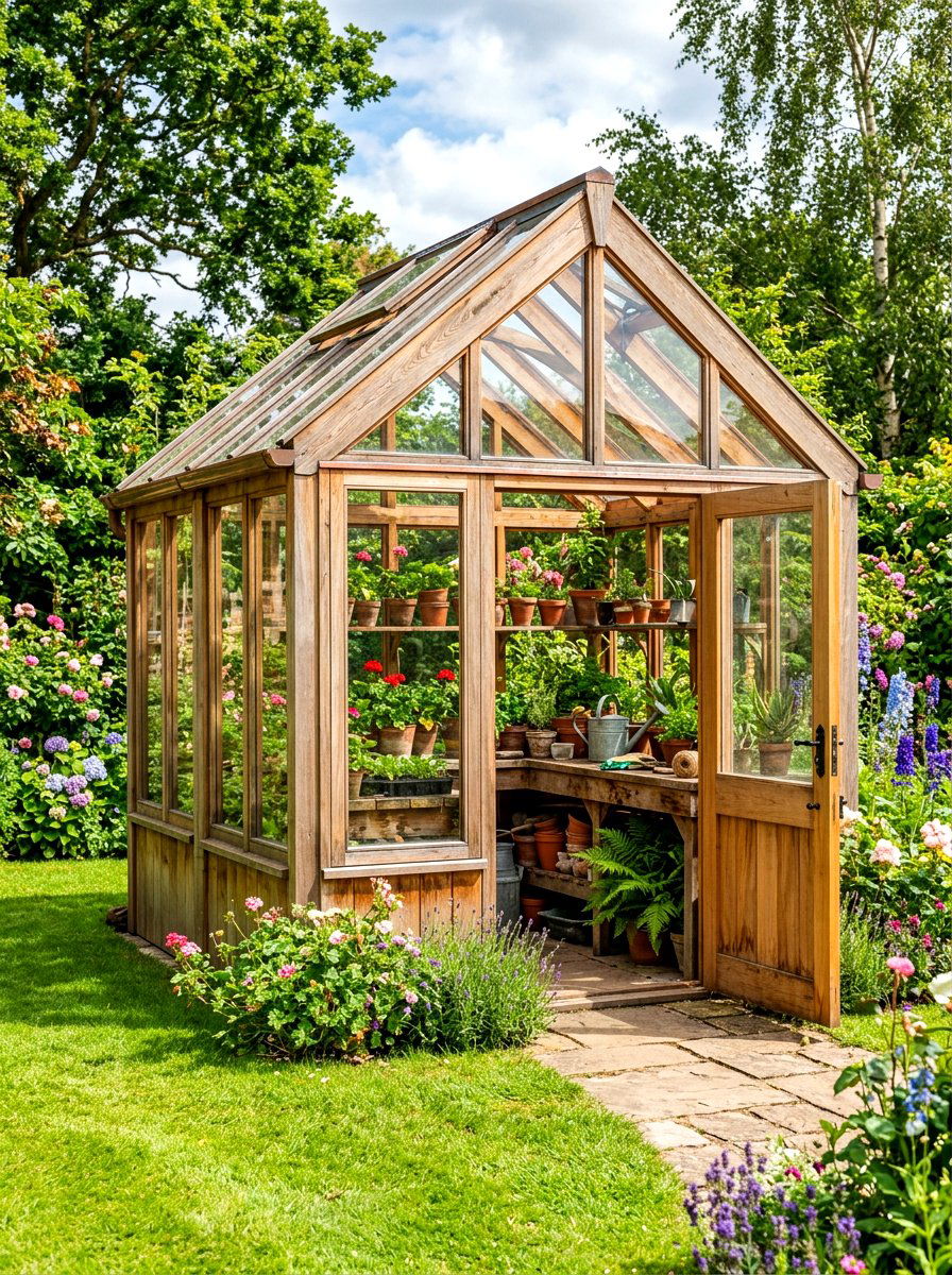 Cedar wood greenhouse - 30 backyard greenhouse ideas