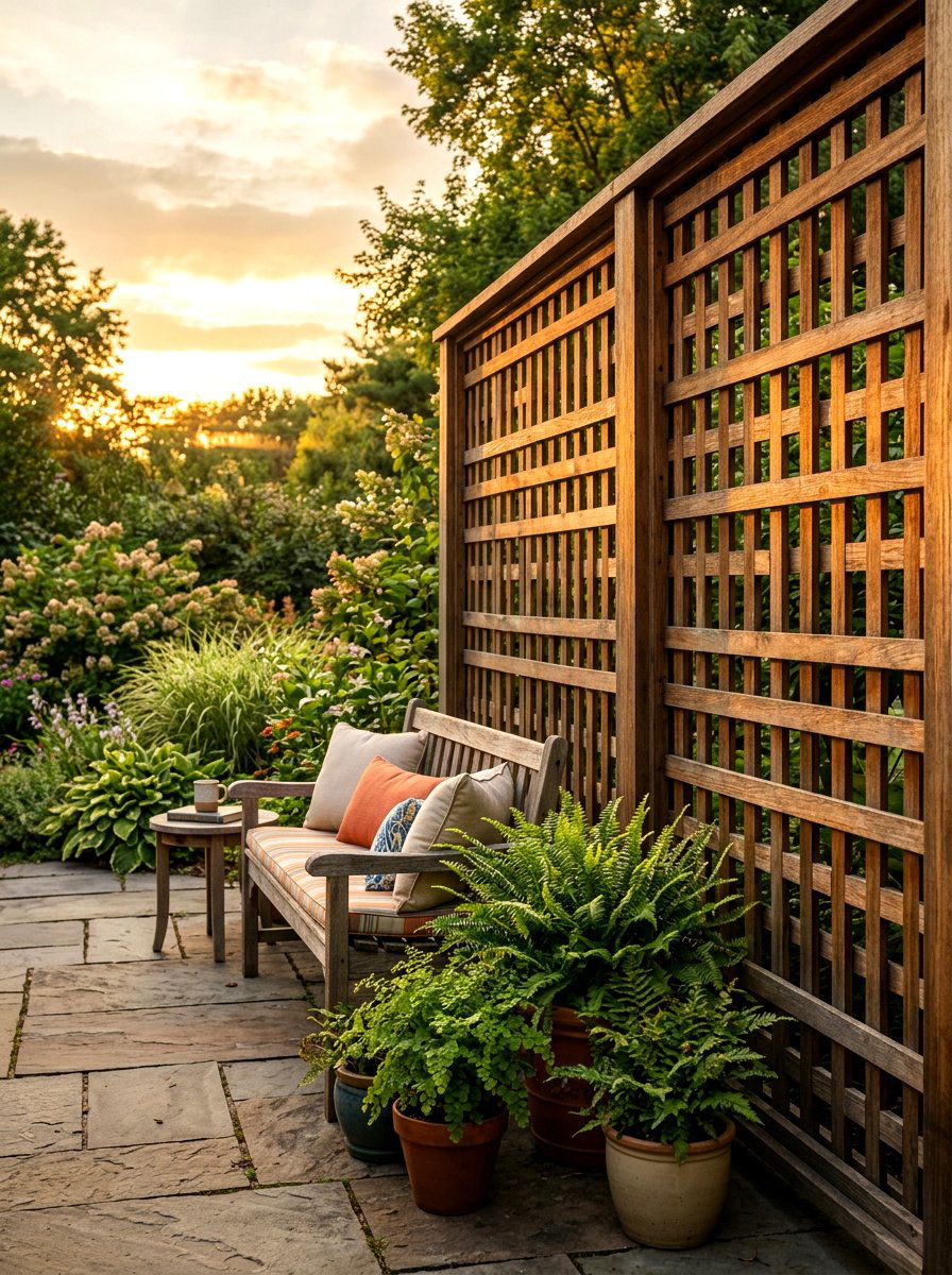 Cedar wood lattice screen - 30 lattice privacy ideas