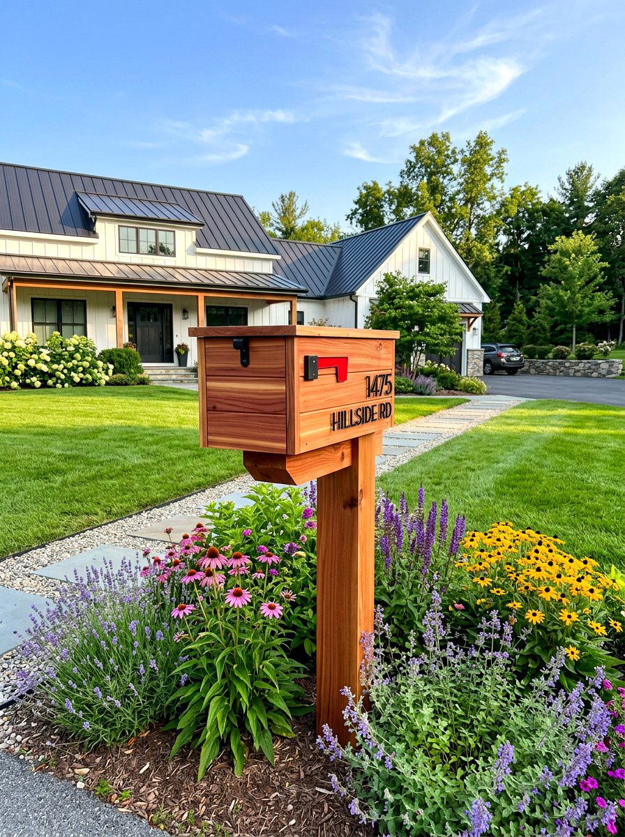 Cedar wood mailbox - 30 modern mailbox ideas