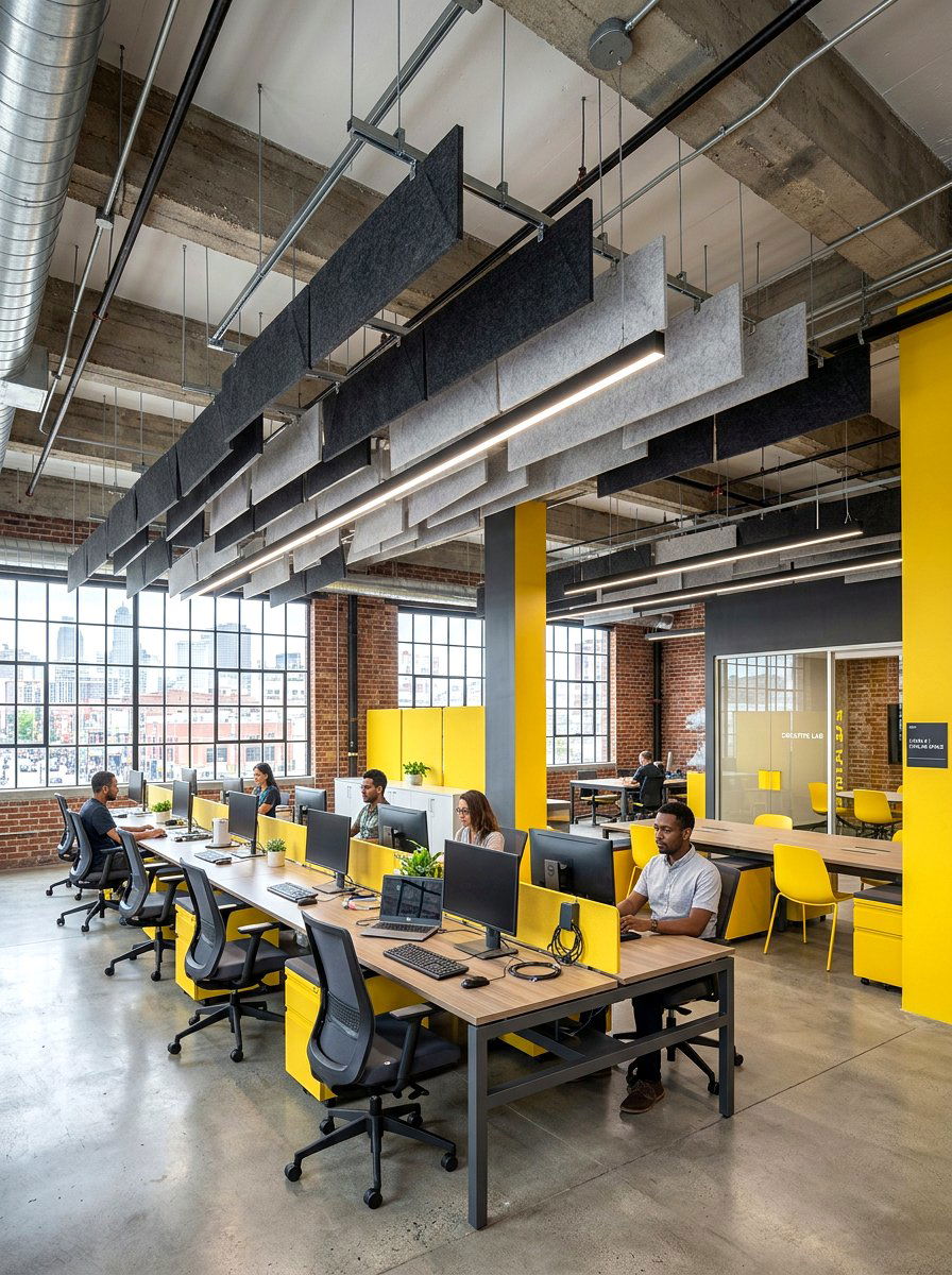 Ceiling Acoustic Baffles - 30 acoustic office decor ideas