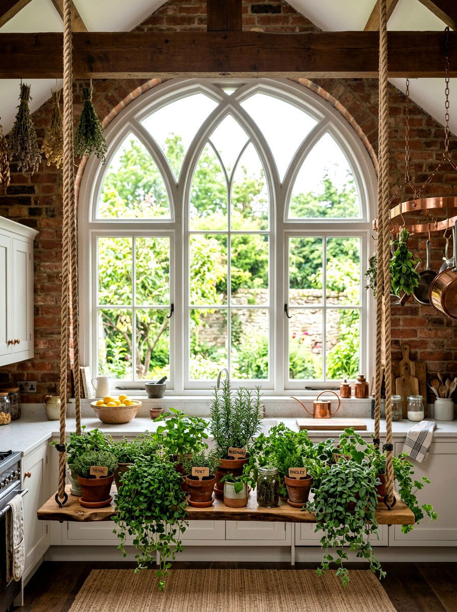 Ceiling Hung Herb Shelf - 30 indoor herb shelf ideas