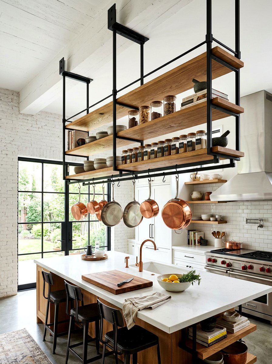 Ceiling Mounted Kitchen Shelves - 30 open shelving kitchen decor ideas