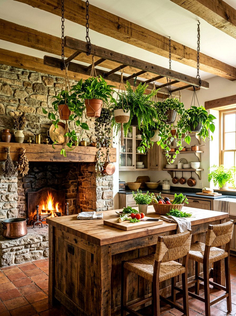 Ceiling Mounted Ladder Shelf - 30 kitchen plant shelf ideas