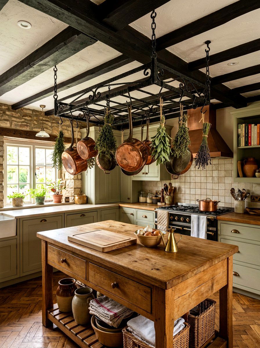 Ceiling Mounted Rack - 30 utility kitchen ideas