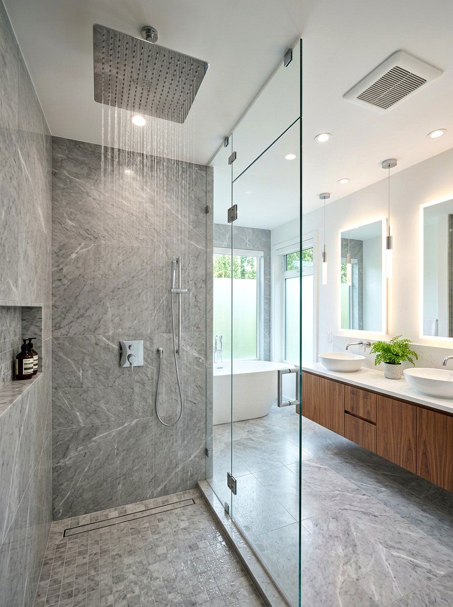 Ceiling Mounted Rain Shower - 30 rain shower bathroom ideas