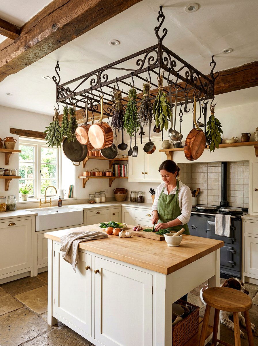 Ceiling Rack Kitchen - 30 cottage kitchen ideas