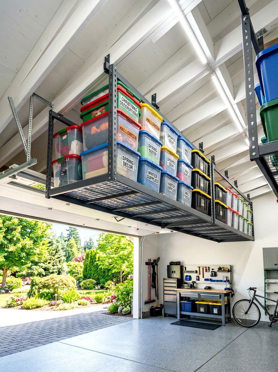 Ceiling Storage Rack - 30 small garage ideas
