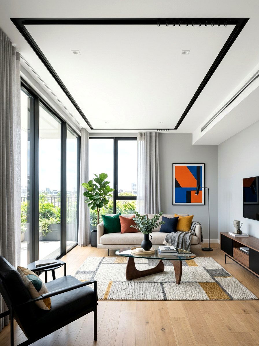 Ceiling Track Curtain System - 30 curtain divider apartment ideas
