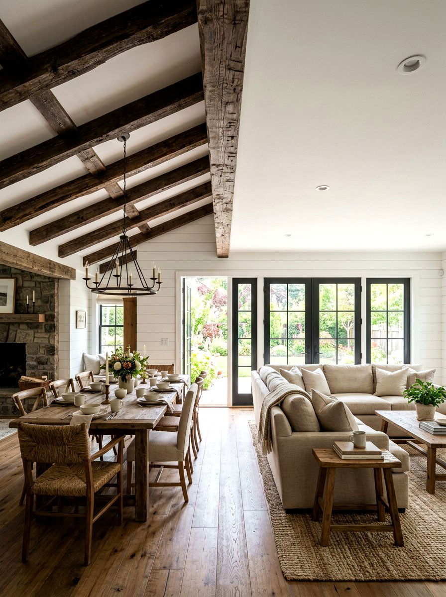 Ceiling beam separation - 30 zoned open concept ideas
