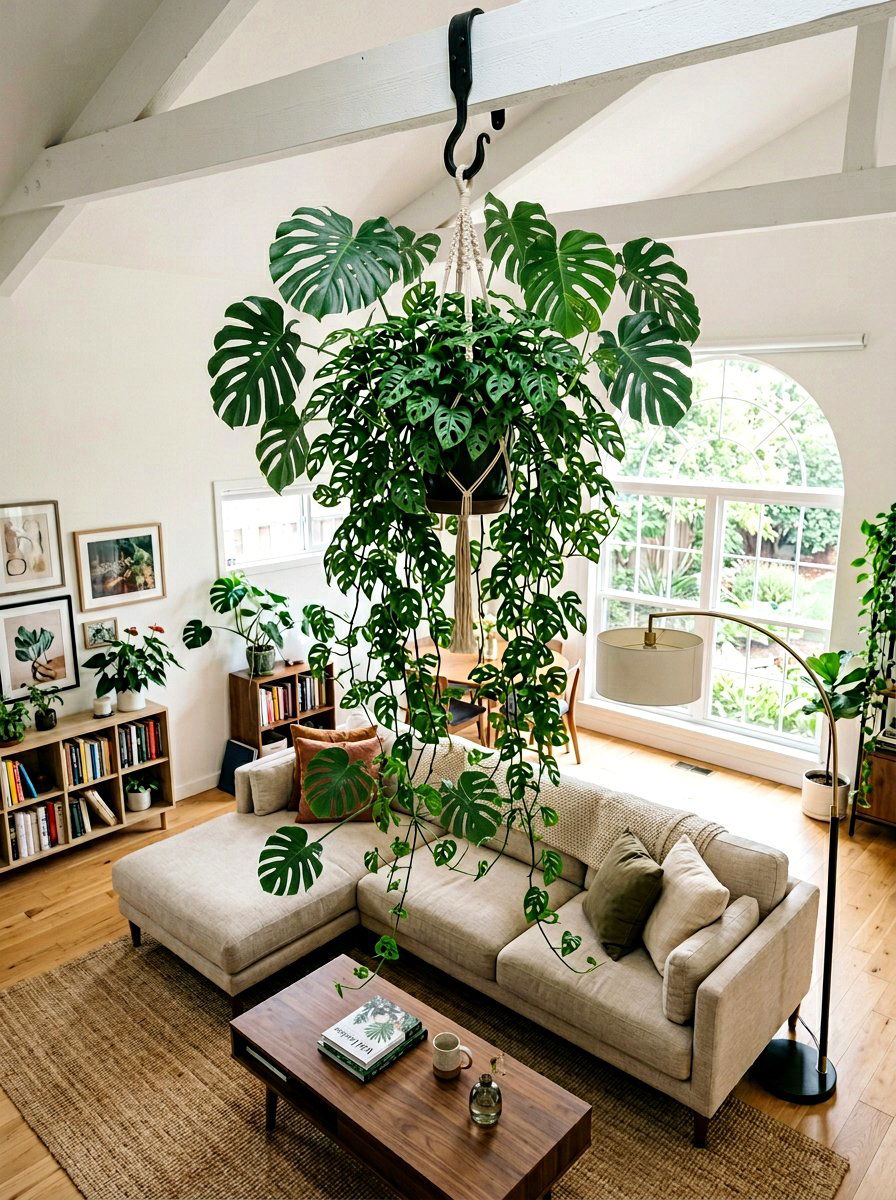 Ceiling hanging hook - 30 apartment garden ideas