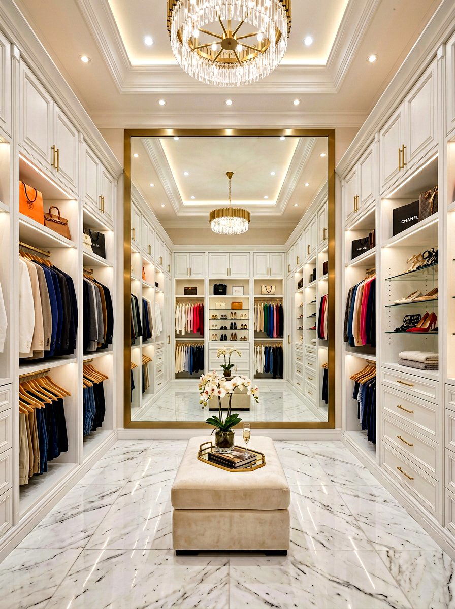 Ceiling height mirror - 30 dressing room mirror ideas