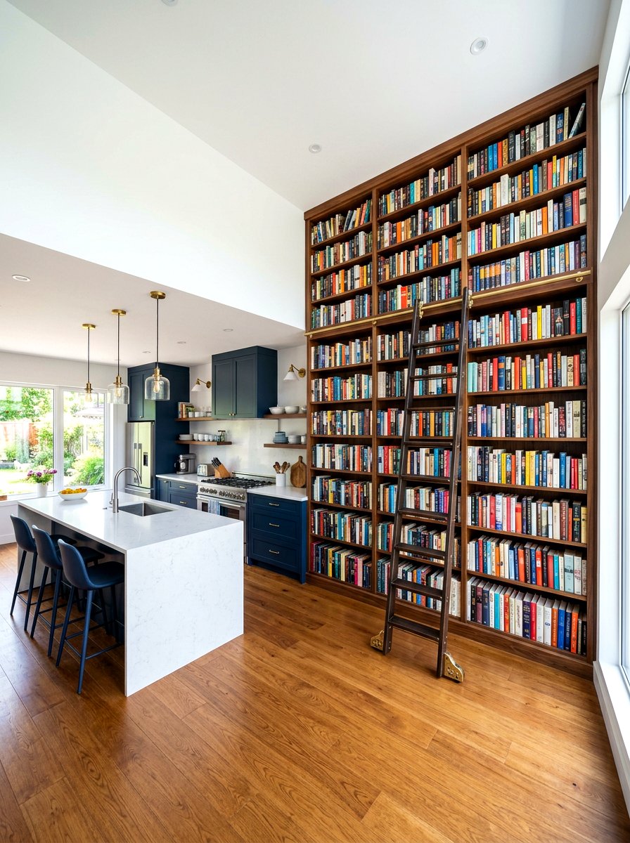 Ceiling height wall unit - 30 cookbook shelf kitchen ideas