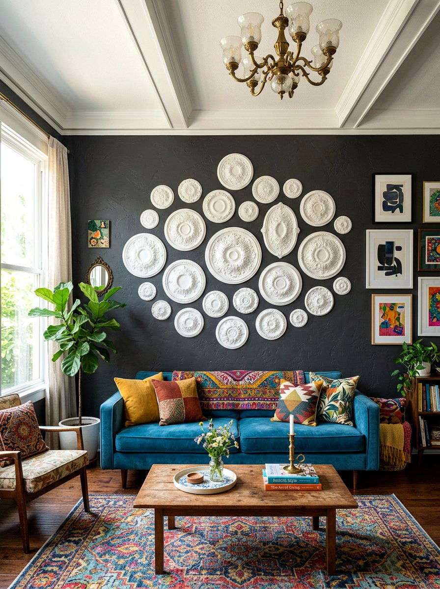 Ceiling medallion wall decor - 30 ceiling medallion ideas