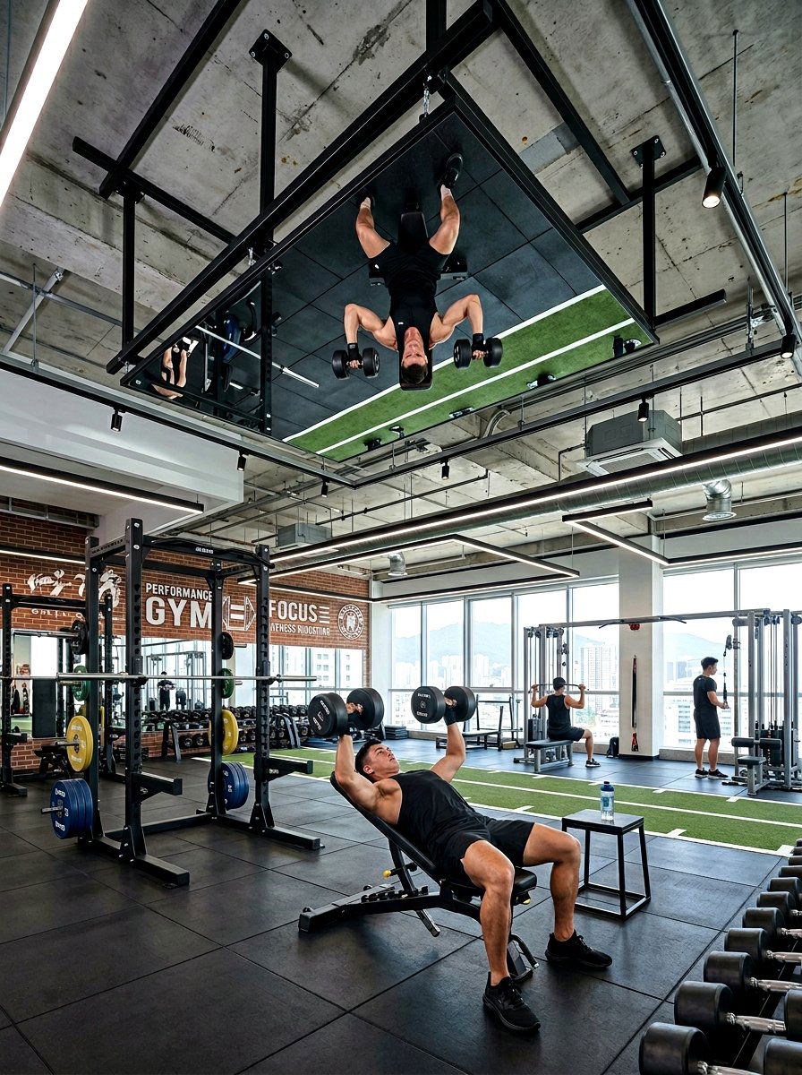 Ceiling mounted mirror - 30 workout room mirror ideas