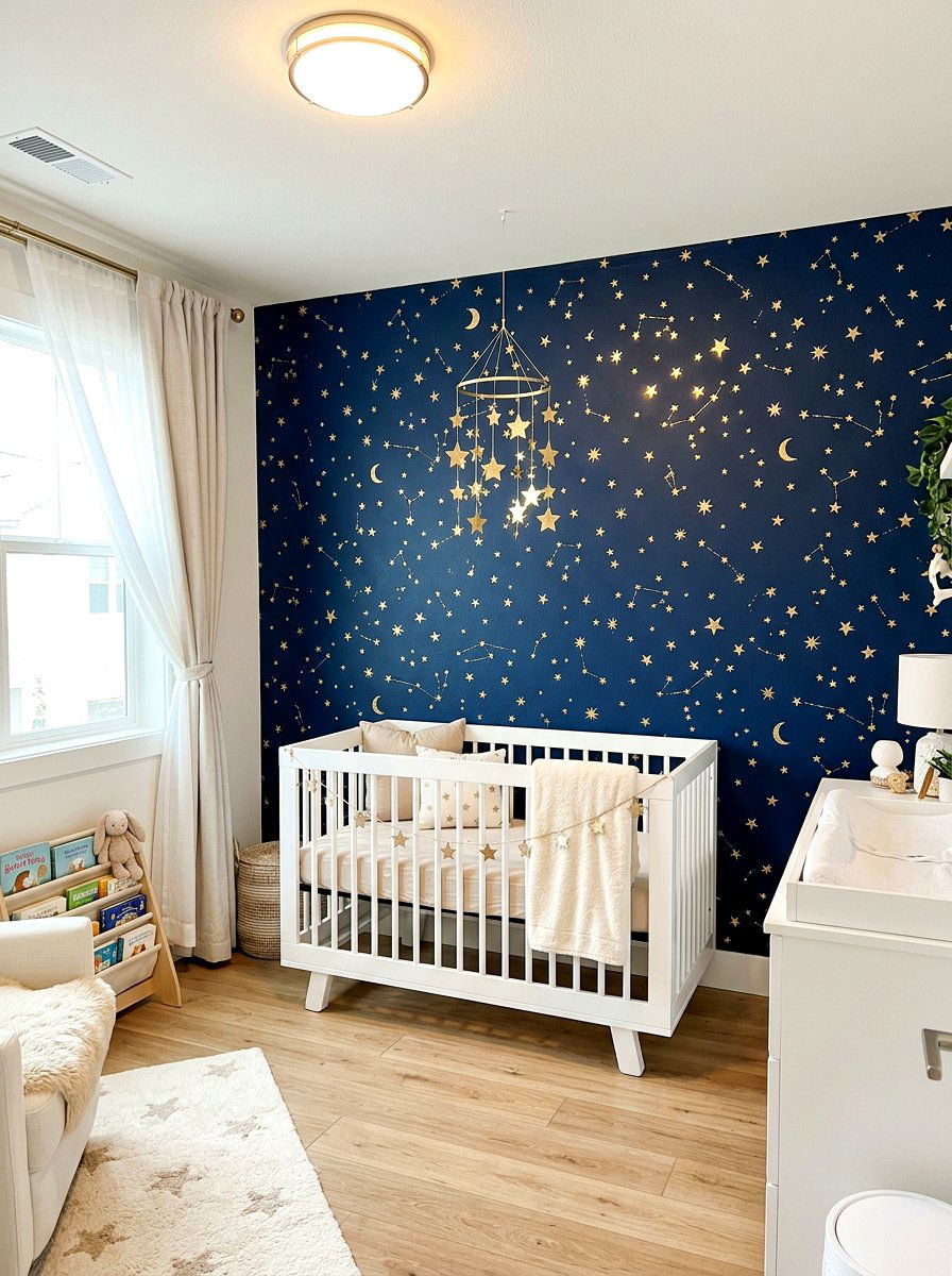 Celestial Star Wallpaper - 30 nursery accent wall ideas