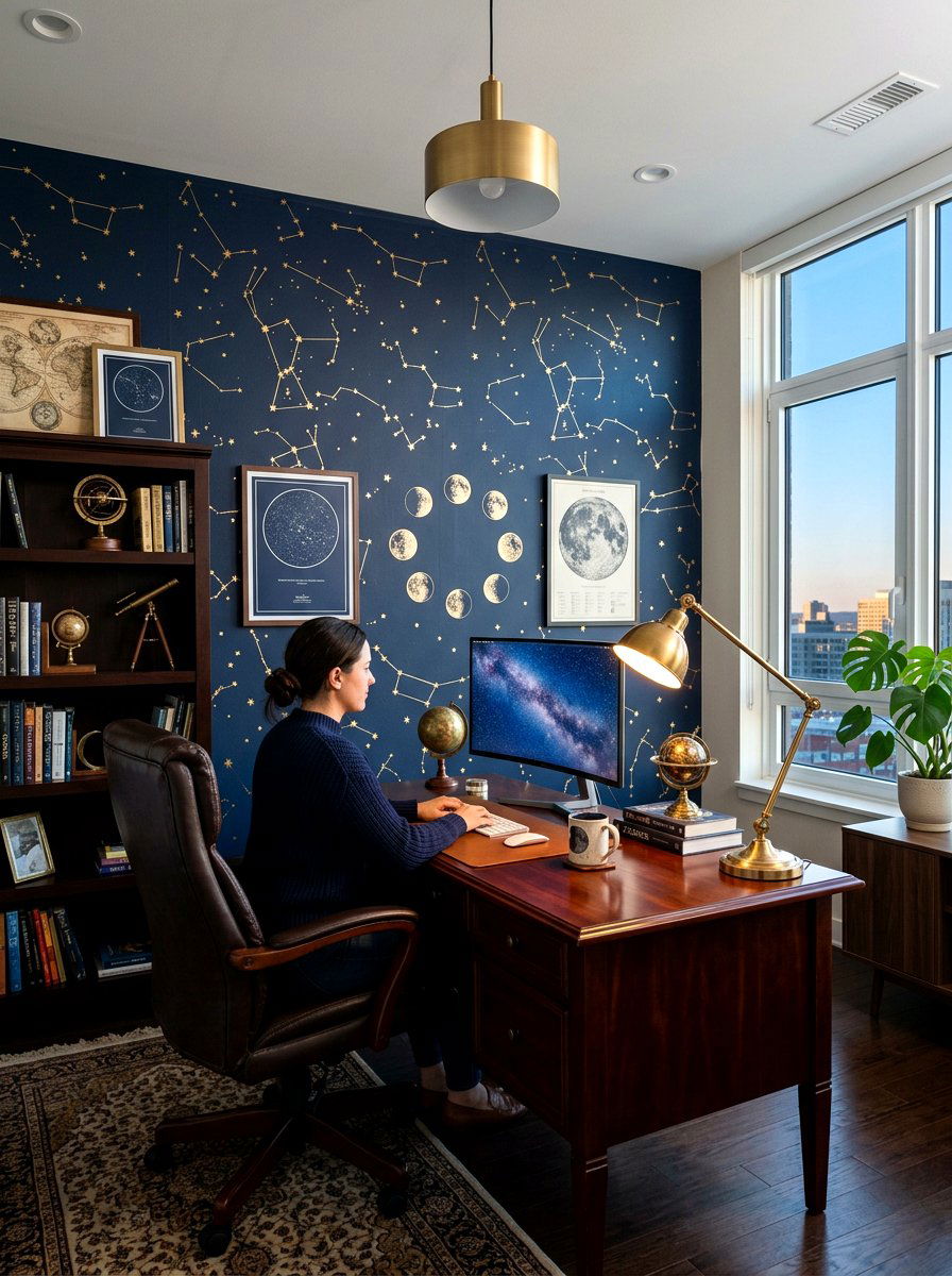Celestial Starry Night Wallpaper - 30 renter friendly wallpaper ideas aesthetic