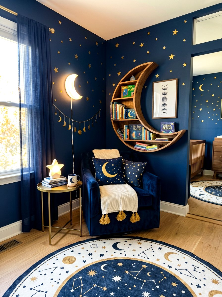 Celestial nursery reading area - 30 nursery reading corner ideas aesthetic
