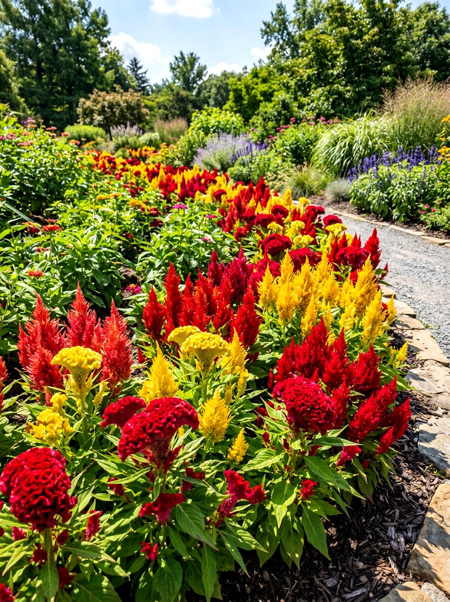 Celosia for textured flower beds - 30 annual flower bed ideas