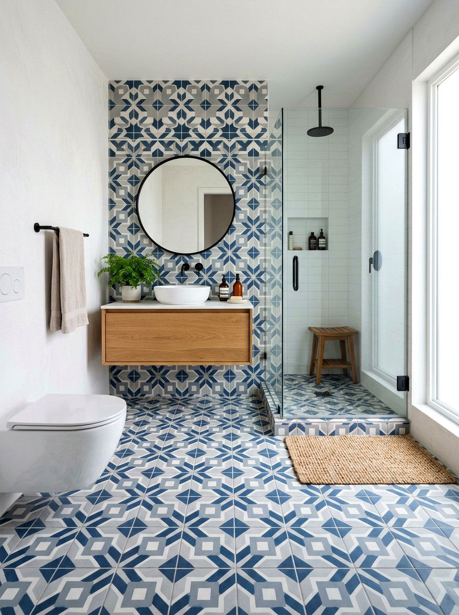Cement Tile Pattern Bathroom - 30 Moroccan bathroom ideas