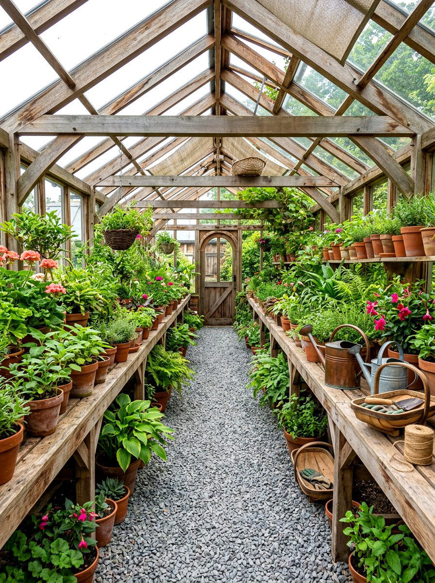 Central Aisle Walkway - 30 greenhouse plant layout ideas