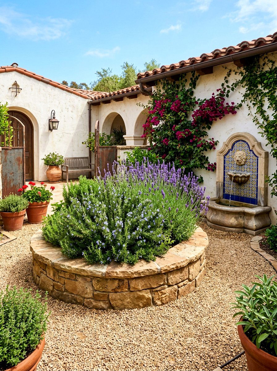 Central Courtyard Herb Garden - 30 Spanish courtyard exterior ideas