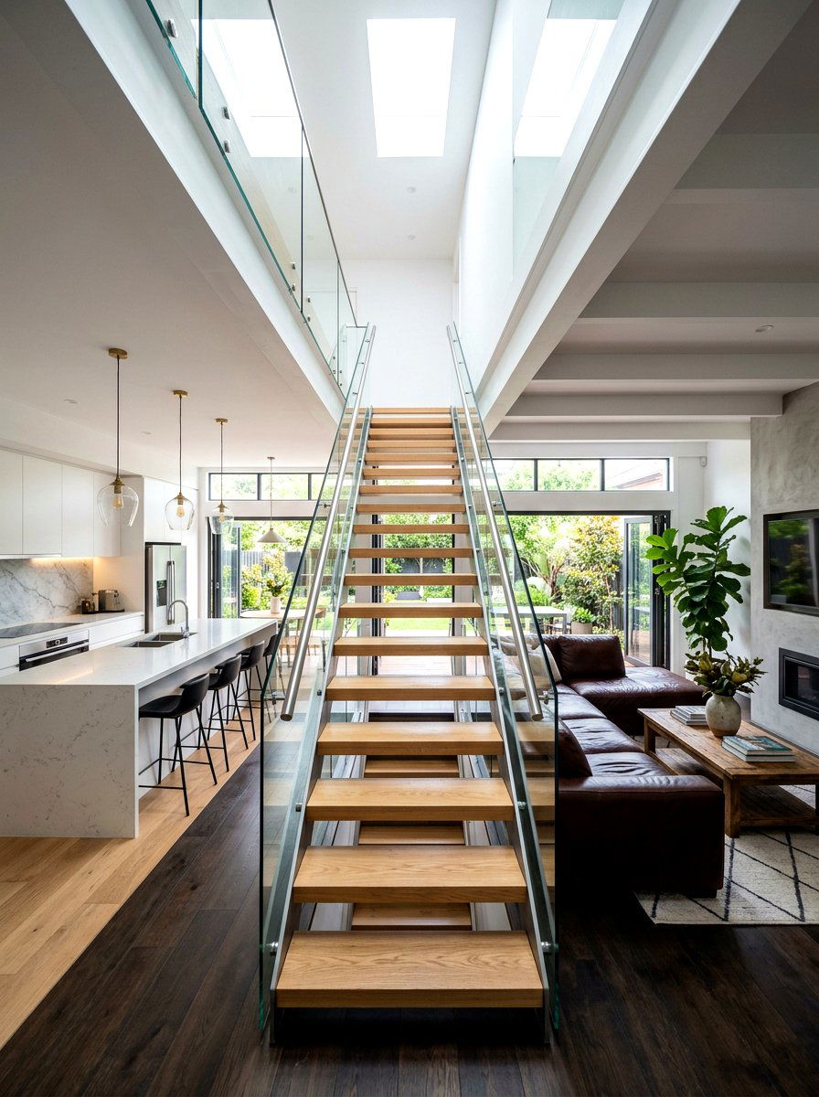 Central Feature Staircase - 30 semi open floor plan ideas