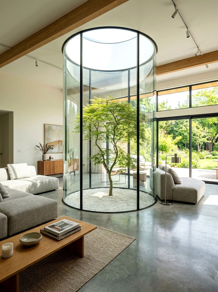 Central Glass Atrium - 30 atrium house ideas