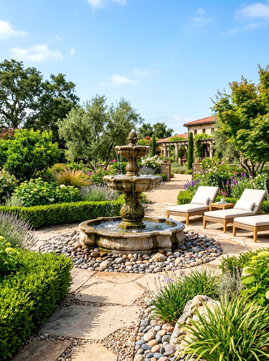 Central Water Fountain - 30 courtyard patio ideas