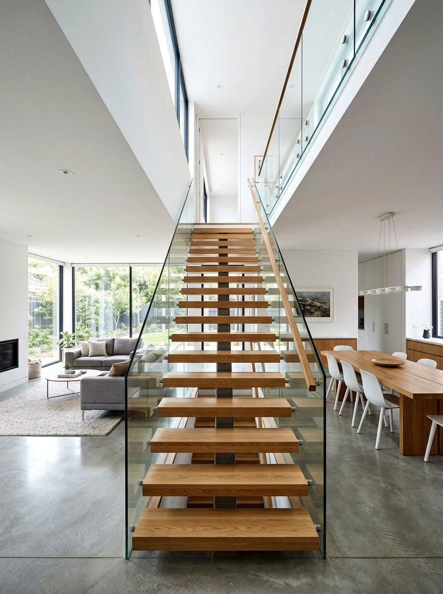 Central staircase feature - 30 broken floor plan ideas