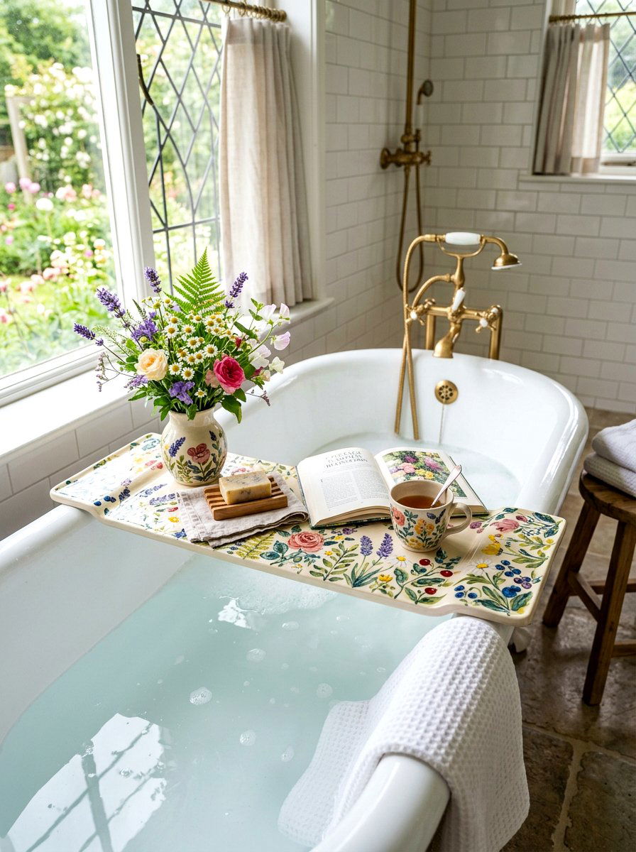 Ceramic Bath Caddy - 30 bath tray spa ideas