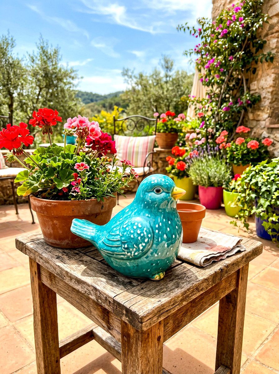 Ceramic Bird Garden Figurine - 30 garden statue ideas