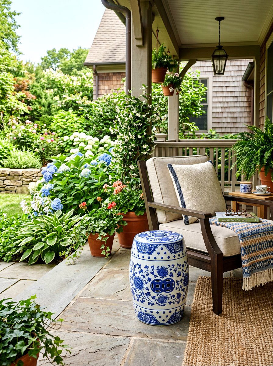 Ceramic Garden Stools - 30 front steps decor ideas