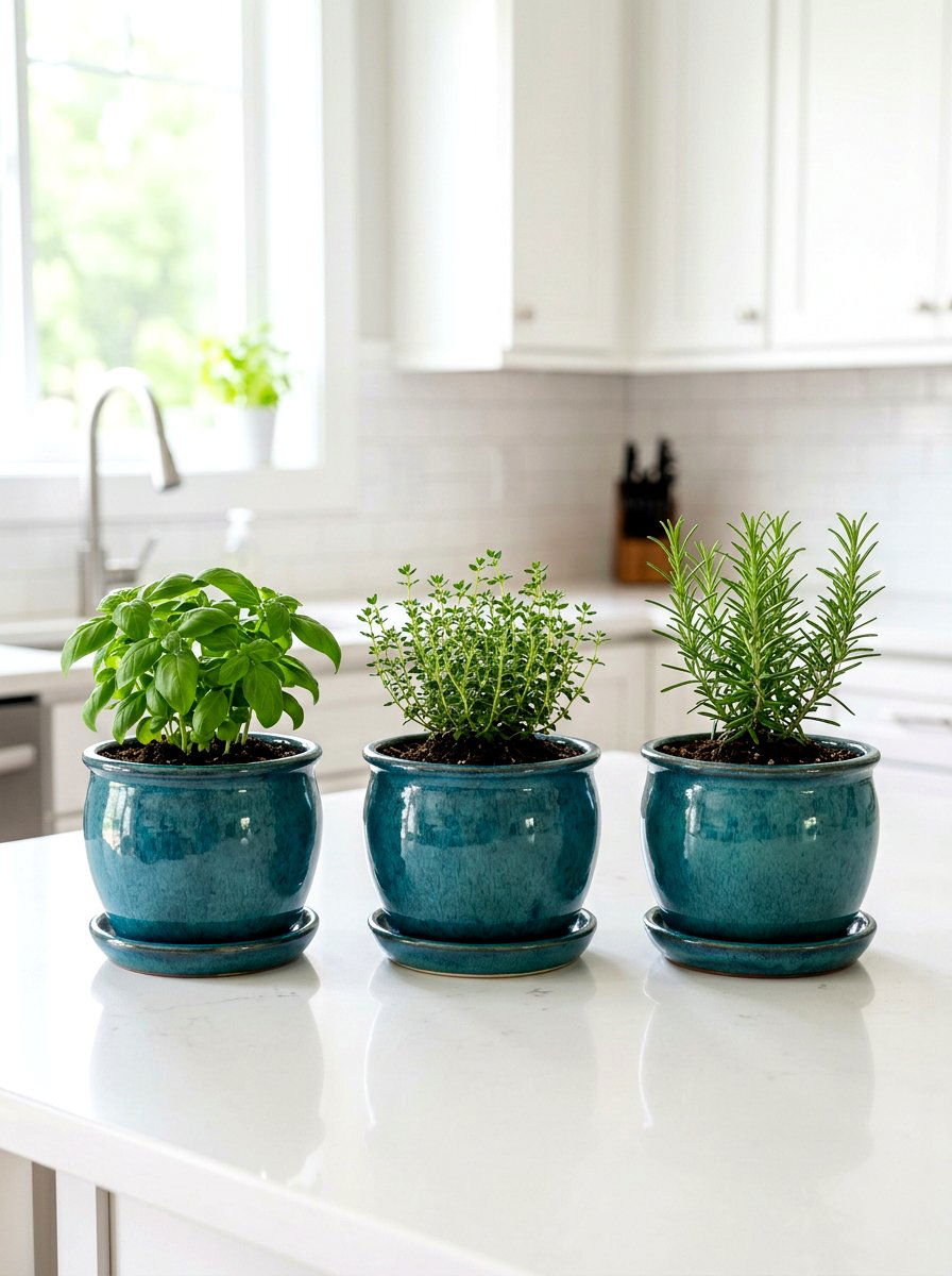 Ceramic Herb Pot Set - 30 herb container garden ideas