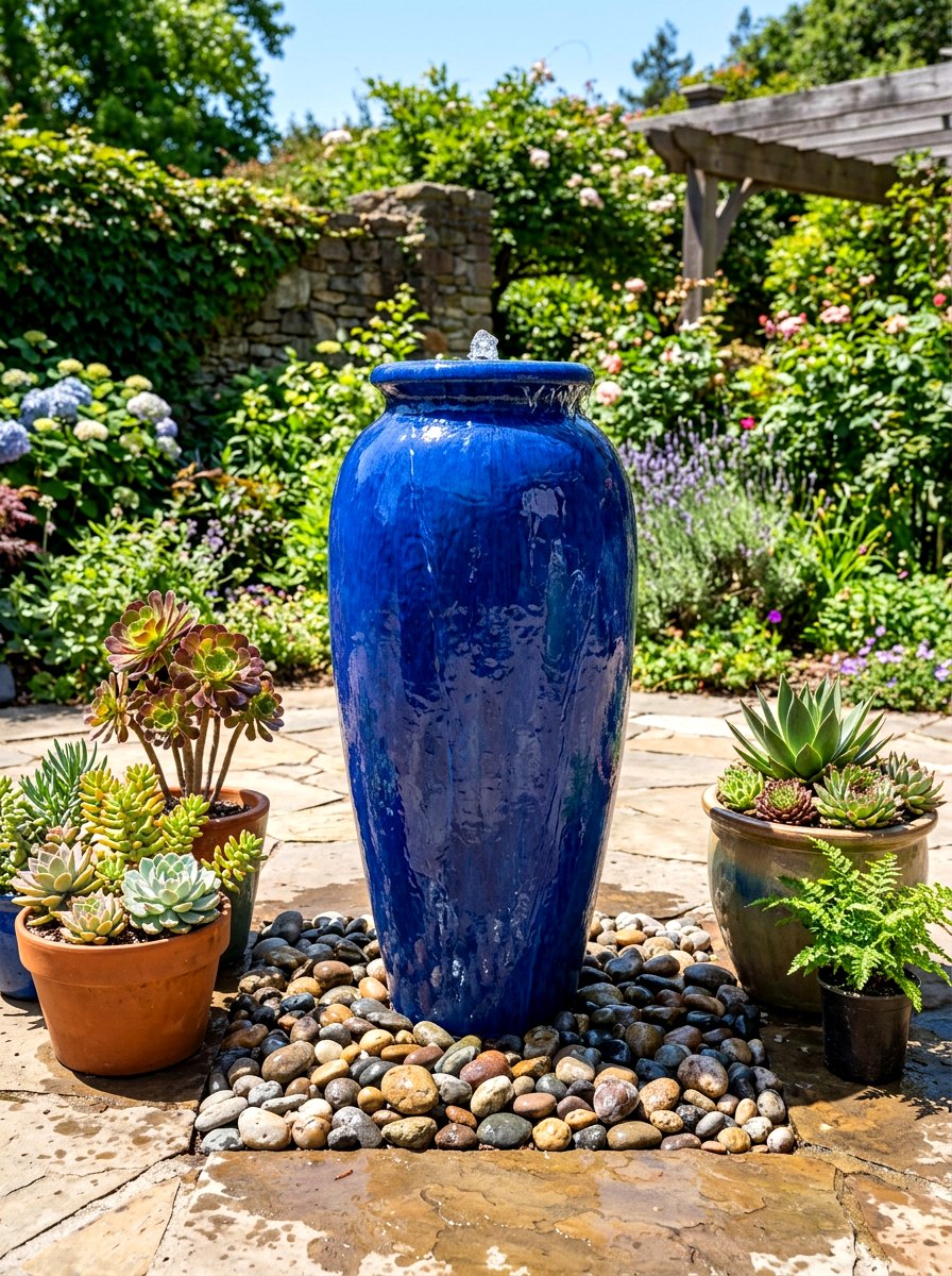 Ceramic Jar Fountain - 30 backyard water feature ideas
