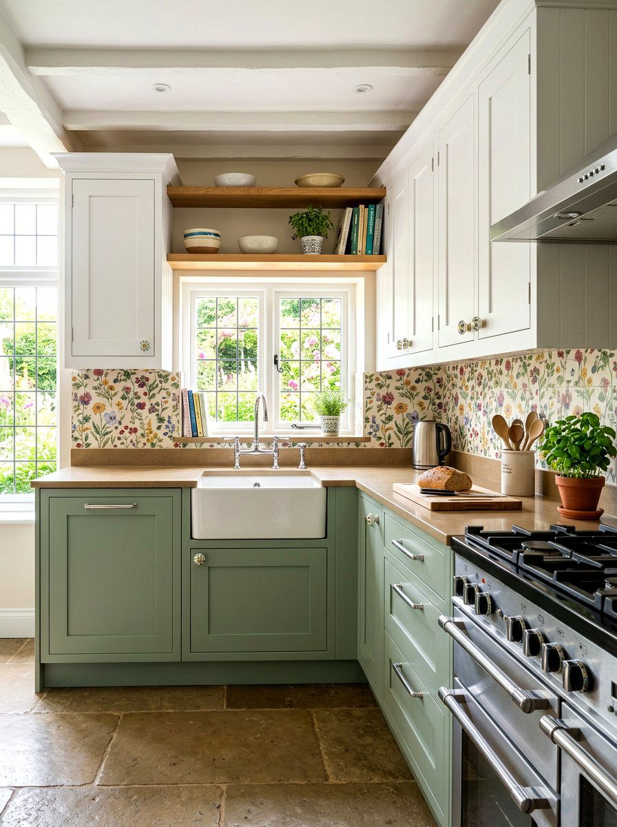 Ceramic Knobs and Stainless Steel - 30 kitchen hardware mix ideas