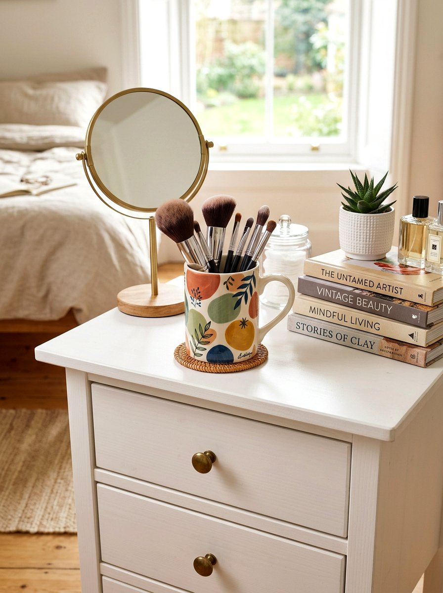 Ceramic Makeup Brush Mug - 30 makeup brush storage ideas