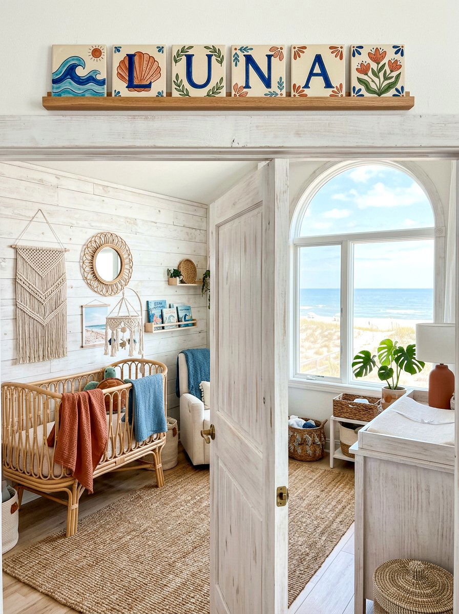 Ceramic Name Tile - 30 nursery name wall ideas
