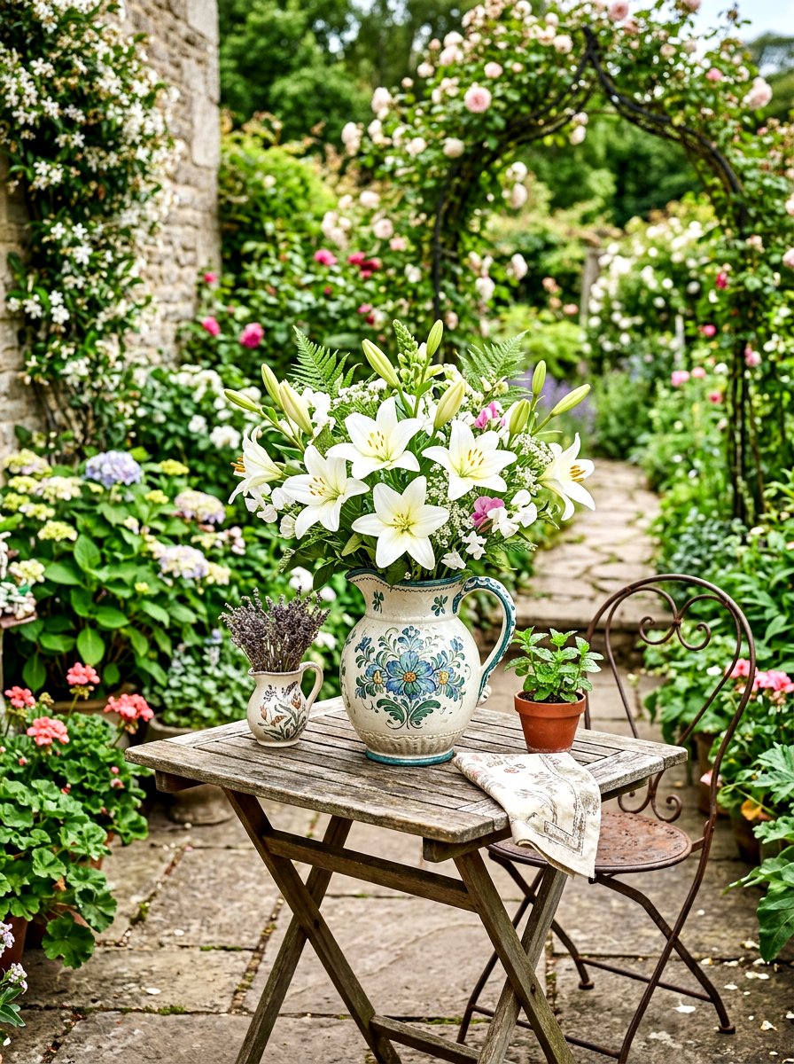Ceramic Pitcher Garden - 30 rustic container garden ideas