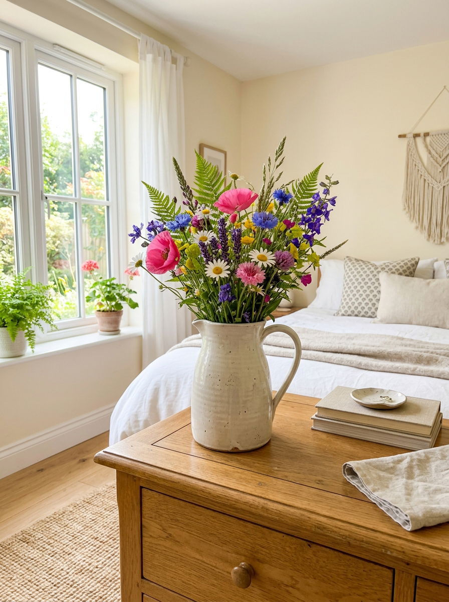 Ceramic Pitcher Vase - 30 soft vintage bedroom ideas