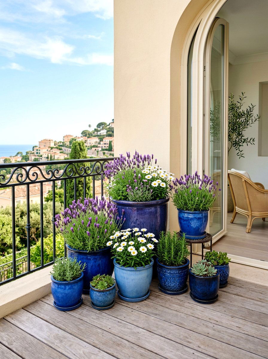 Ceramic Pot Cluster - 30 small space container garden ideas