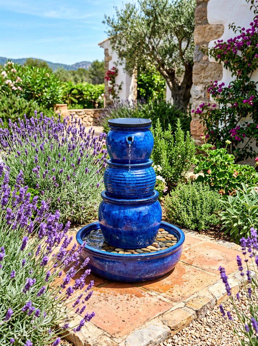 Ceramic Pot Solar Fountain - 30 solar fountain ideas