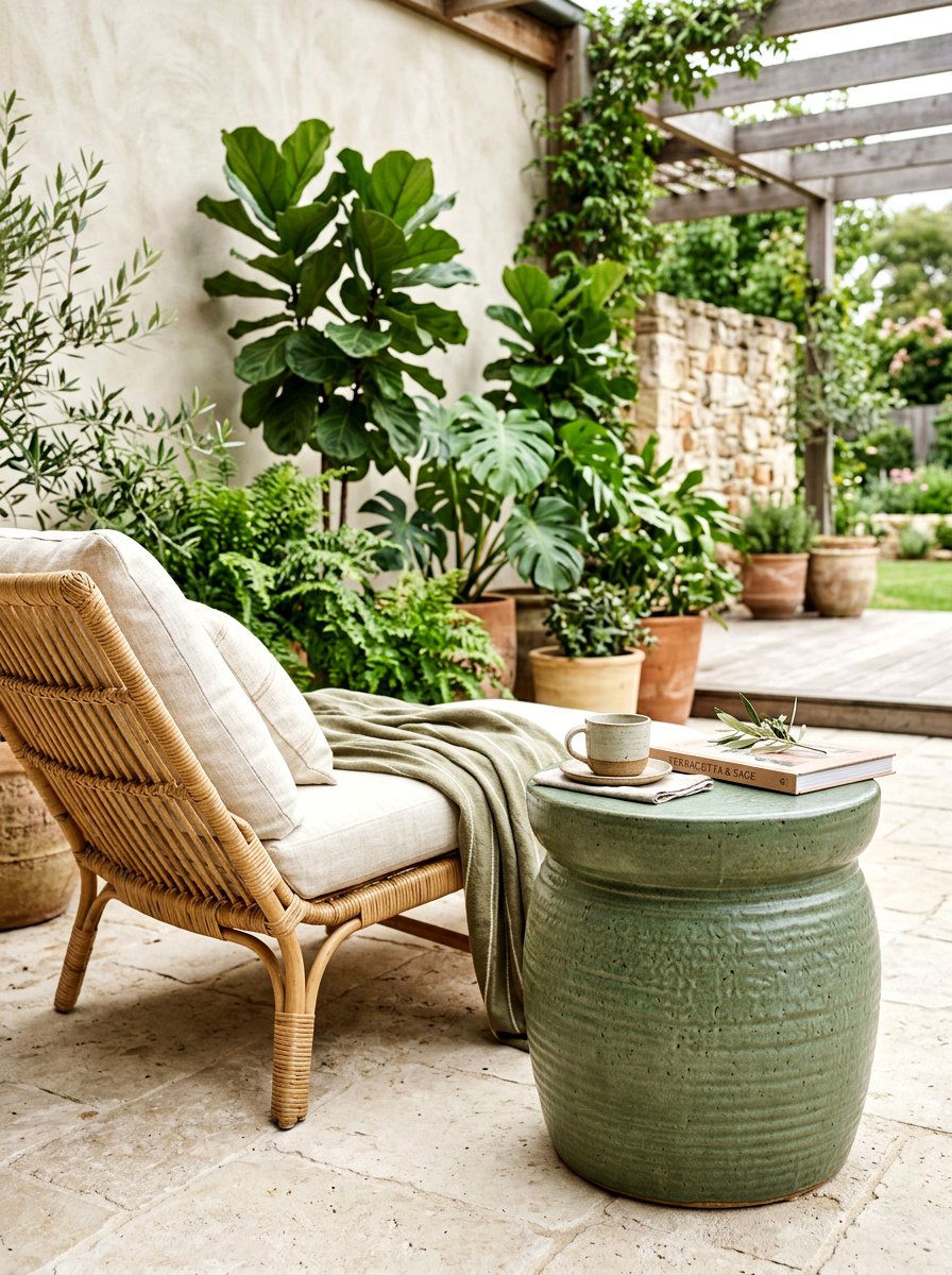 Ceramic Side Table - 30 California casual patio ideas
